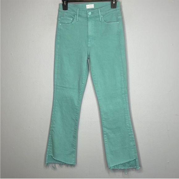 NWOT MOTHER The Insider Crop Step Fray Play Date Denim Jeans Lagoon Green 24 - Picture 6 of 6
